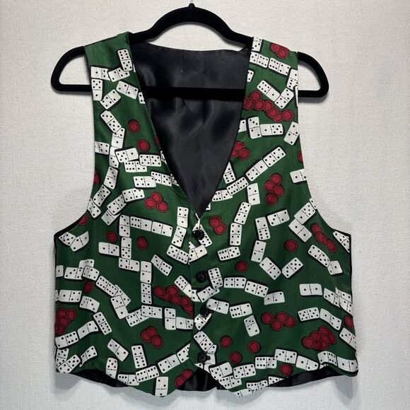 Domino Tile Game Night Vest Mens Small Unbranded Poker Chip Casino Core RARE - Picture 1 of 9